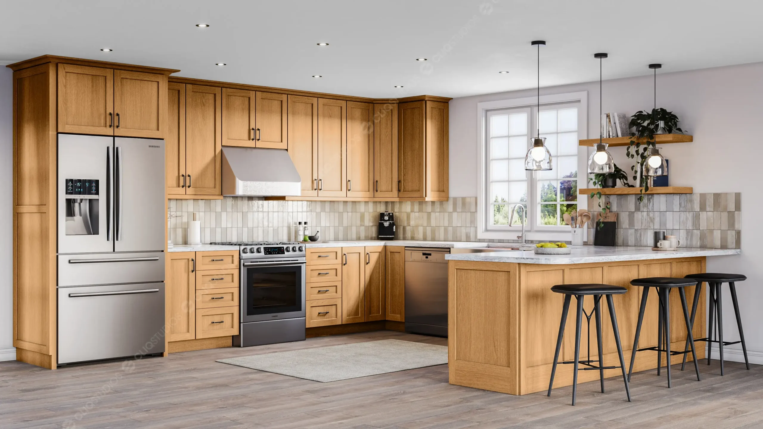 Premium Oak Kitchen Cabinets in Aventura